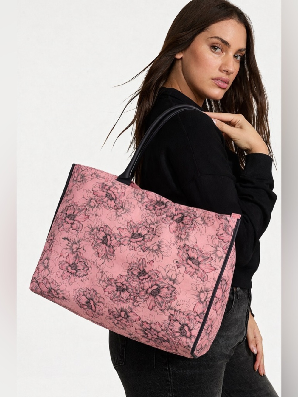 Victoria’s Secret Pink Floral Tote Bag Large Carryall Travel Beach Bag